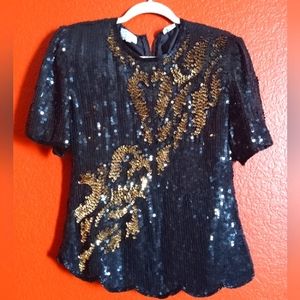 Beautiful vintage black and gold sequin shirt, excellent condition